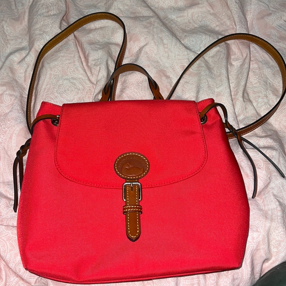 Nylon Flap Backpack- Red